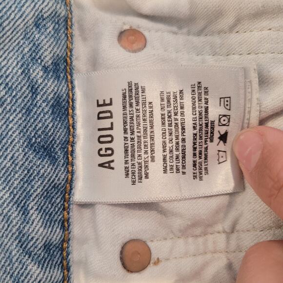 Agolde 90s Jeans Womens 28 Distressed Raw Hem Denim Stretch Pockets Pants READ - Picture 12 of 14
